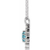 Sterling Silver  Blue Zircon and 0.50 Carat Diamond Halo Style 16 inch Necklace