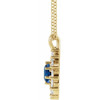 14 Karat Yellow Gold Lab Grown Blue Sapphire and 0.50 Carat Natural Diamond Halo Style 16 inch Necklace