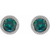 Platinum 3 mm Lab Alexandrite Beaded Bezel Set Earrings