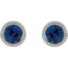 Platinum 3 mm Natural Blue Sapphire Beaded Bezel Set Earrings