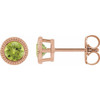 14 Karat Rose Gold 3 mm Natural Peridot Beaded Bezel Set Earrings