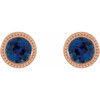 14 Karat Rose Gold 3.5 mm Lab Grown Blue Sapphire Beaded Bezel Set Earrings
