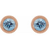 14 Karat Rose Gold 3.5 mm Natural Aquamarine Beaded Bezel Set Earrings