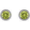 Platinum 4.5 mm Natural Peridot Beaded Bezel Set Earrings