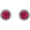 Sterling Silver 4.5 mm Natural Ruby Beaded Bezel Set Earrings