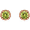 14 Karat Rose Gold 5 mm Natural Peridot Beaded Bezel Set Earrings