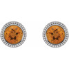 Platinum 5 mm Natural Citrine Beaded Bezel Set Earrings