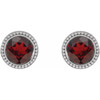 14 Karat White Gold 5 mm Mozambique Garnet Beaded Bezel Set Earrings