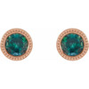 14 Karat Rose Gold 5 mm Lab Grown Alexandrite Beaded Bezel Set Earrings