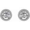 Platinum 5 mm Natural White Sapphire Beaded Bezel Set Earrings