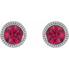 Sterling Silver 4 mm Natural Ruby Beaded Bezel Set Earrings