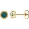 14 Karat Yellow Gold 4 mm Lab Grown Alexandrite Beaded Bezel Set Earrings