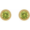 14 Karat Yellow Gold 4 mm Natural Peridot Beaded Bezel Set Earrings