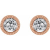 14 Karat Rose Gold 4 mm Natural White Sapphire Beaded Bezel Set Earrings