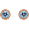 14 Karat Rose Gold 4 mm Natural Aquamarine Beaded Bezel Set Earrings