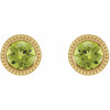 14 Karat Yellow Gold 6 mm Natural Peridot Beaded Bezel Set Earrings