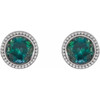 Platinum 5 mm Lab Grown Alexandrite Beaded Bezel Set Earrings