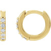 14 Karat Yellow Gold .08 Carat Natural Diamond 10 mm Huggie Earrings