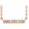 14 Karat Rose Gold .07 Carat Diamond French Set Bar 18 inch Necklace