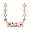 14 Karat Rose Gold .03 Carat Diamond French Set Bar 16 inch Necklace