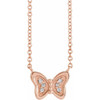 14 Karat Rose Gold .025 Carat Diamond Butterfly 16 inch Necklace