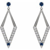 14 Karat White Gold Natural Blue Sapphire and 0.40 Carat Natural Diamond Geometric Earrings
