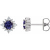 Sterling Silver 6 mm Natural Iolite and 0.20 Carat Natural Diamond Halo Style Earrings