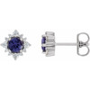 Platinum 4 mm Natural Iolite and 0.16 Carat Natural Diamond Halo Style Earrings