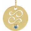 14 Karat Yellow Gold Aquamarine Gem Cancer Zodiac Pendant