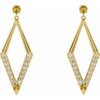 14 Karat Yellow Gold Natural Yellow Blue Sapphire and 0.40 Carat Natural Diamond Geometric Earrings