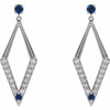 Platinum Natural Blue Sapphire and 0.40 Carat Natural Diamond Geometric Earrings