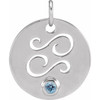 Platinum Aquamarine Gem Cancer Zodiac Pendant