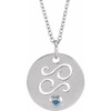 Platinum Natural Aquamarine Gem Cancer Zodiac 16 to 18 inch Necklace