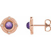 14 Karat Rose Gold Natural Amethyst and .03 Carat Natural Diamond Earrings