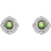 Platinum Natural Peridot and .03 Carat Natural Diamond Earrings