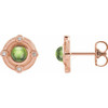 14 Karat Rose Gold Natural Peridot and .03 Carat Natural Diamond Earrings