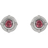 14 Karat White Gold Natural Rhodolite Garnet and .03 Carat Natural Diamond Earrings