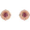 14 Karat Rose Gold Rhodolite Garnet and .03 Carat Diamond Earrings