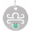 14 Karat White Gold Chrysoprase Libra Zodiac Pendant