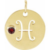 14 Karat Yellow Gold Mozambique Garnet Pisces Zodiac Pendant