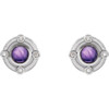 Platinum Natural Amethyst and .03 Carat Natural Diamond Earrings