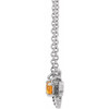 14K White Natural Orange Garnet Bee 16 inch Necklace