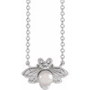 14 Karat White Gold Cultured White Akoya Pearl Bee 18 inch Necklace