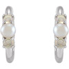 14 Karat White Gold Cultured Seed Pearl and Ethiopian Opal Huggie Earrings
