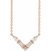 14 Karat Rose Gold 0.16 Carat Diamond V 16 inch Necklace