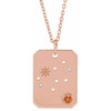 14 Karat Rose Gold Orange Garnet and .0075 Carat Diamond Virgo Zodiac Constellation 16 inch Necklace