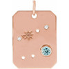 14 Karat Rose Gold Aquamarine Gem and 0.07 carat Diamond Cancer Zodiac Constellation Pendant
