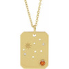 14 Karat Yellow Gold Natural Orange Garnet and .0075 Carat Natural Diamond Virgo Zodiac Constellation 16 inch Necklace