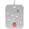 14 Karat White Gold Mexican Fire Opal and .0075 carat Diamond Taurus Zodiac Constellation Pendant