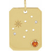 14 Karat Yellow Gold Orange Garnet and .0075 carat Diamond Virgo Zodiac Constellation Pendant